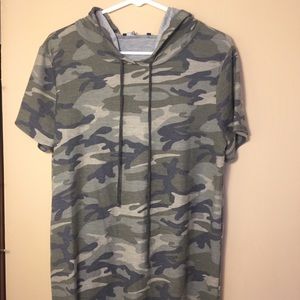 Hooded Camo Sweater Dress